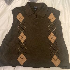 size xxlarge (fits like medium-large) argyle printed sweated vest